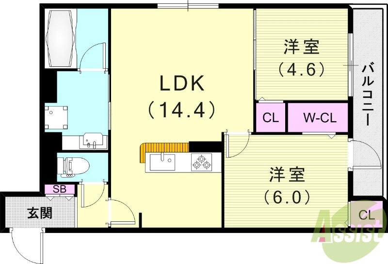 D-RESIDENCE岡町(2LDK/1階)の間取り写真