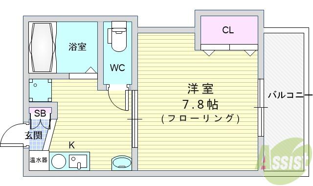 マンションてりは(1K/5階)の間取り写真