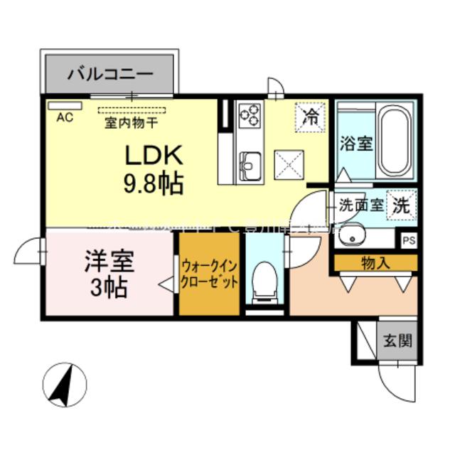 ランド花(1LDK/1階)の間取り写真