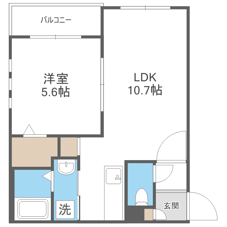 ノイエヴェルト南円山(1LDK/4階)の間取り写真