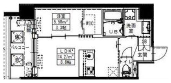 S-RESIDENCE難波西ALTER(1LDK/7階)の間取り写真