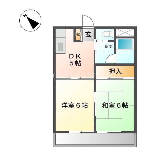 高丘ハイツ(2DK/3階)の間取り写真