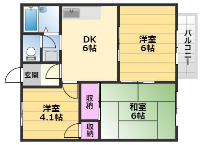 メゾンドアリエス(3DK/2階)の間取り写真