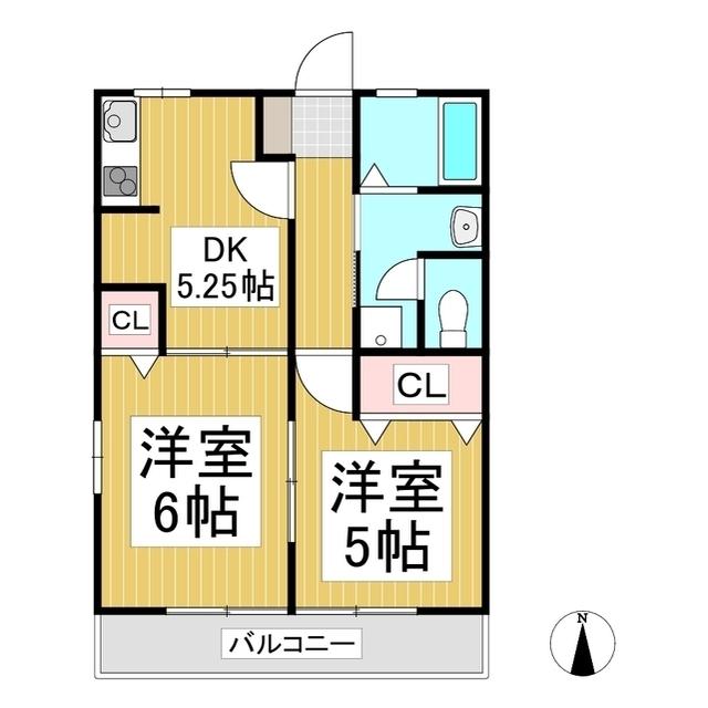 サンパレスVIVID(2DK/1階)の間取り写真