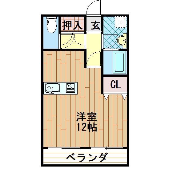 サンリバー大工(ワンルーム/3階)の間取り写真