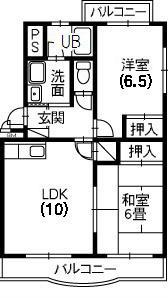 コンフォート(2LDK/3階)の間取り写真