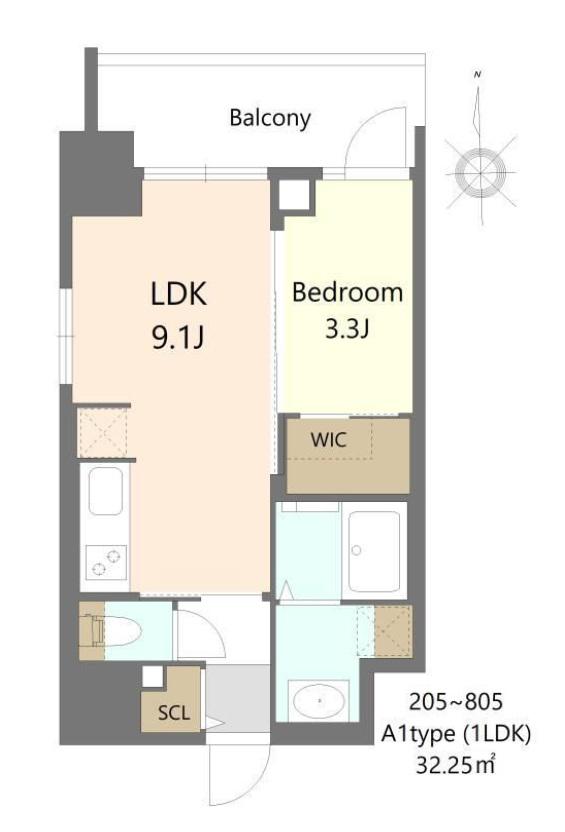 S-RESIDENCE松屋町ASENCE(1LDK/7階)の間取り写真
