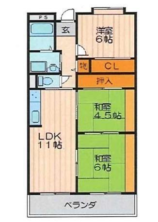 ラフィーネ上牧 3F(3LDK/3階)の間取り写真