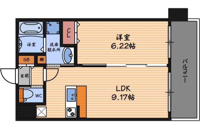 プレジオ海老江(1LDK/12階)の間取り写真