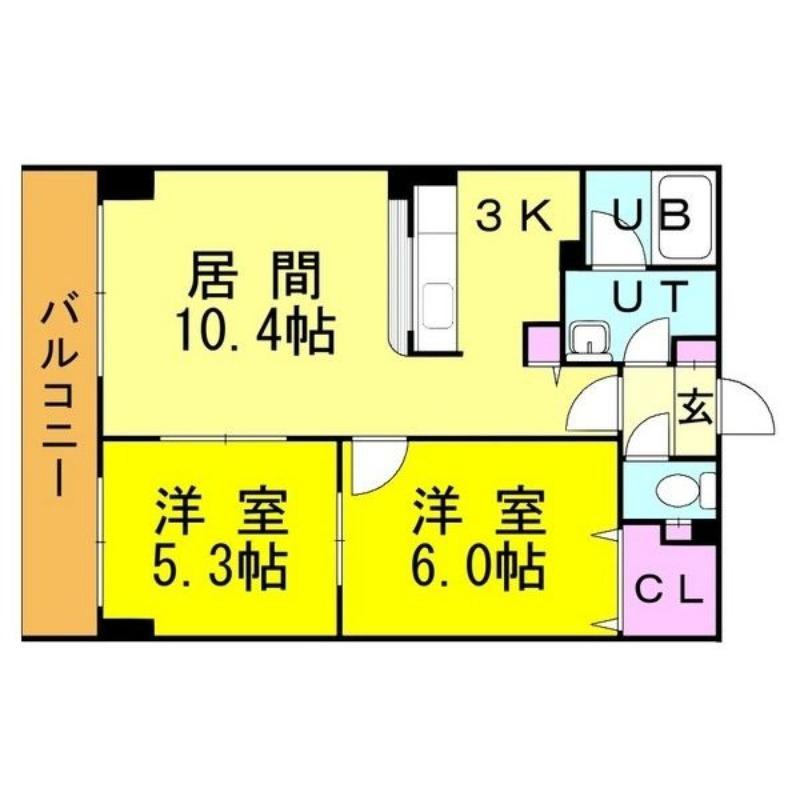 グレース豊平2番館(2LDK/9階)の間取り写真