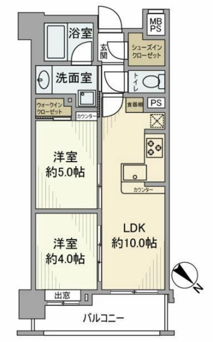 グローベル・ザ・ソニア横浜(2LDK/10階)の間取り写真