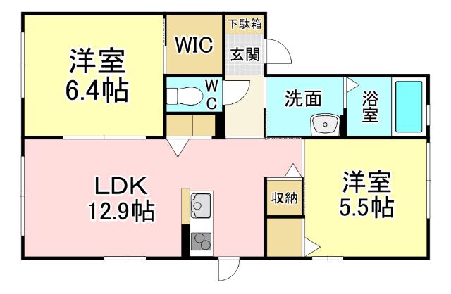 MAST緑ヶ丘  E棟(2LDK/1階)の間取り写真