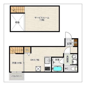 ドリームステージ博多南ボヌール(1DK/1階)の間取り写真