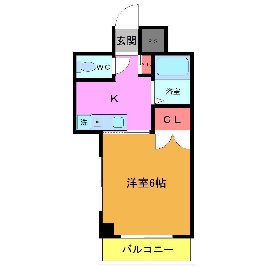 グリーンヒルズ(1K/2階)の間取り写真