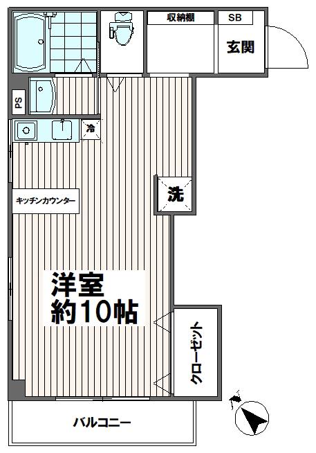 ハイネス前田(ワンルーム/3階)の間取り写真