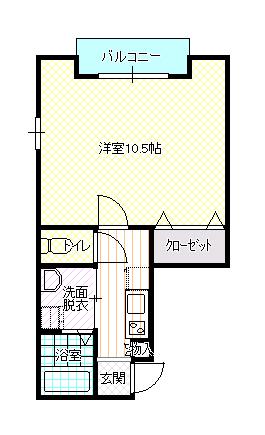 サンメッセ新町(1K/1階)の間取り写真
