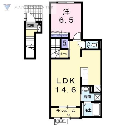 ラ・フィーナ寺山A(1LDK/2階)の間取り写真