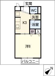 SURPLUSI桃塚A(1K/2階)の間取り写真