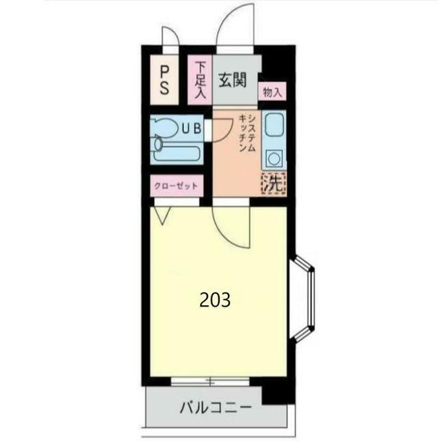 フジビューハイツ山下(1K/3階)の間取り写真
