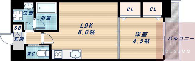BRAVI新大阪(1LDK/9階)の間取り写真