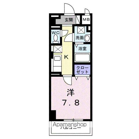 サンライズ 江平中町(1K/4階)の間取り写真