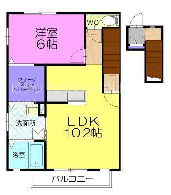 サン・リュミエール F棟(1LDK/2階)の間取り写真