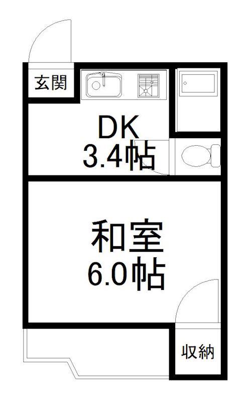 スカイロード墨染(1DK/2階)の間取り写真