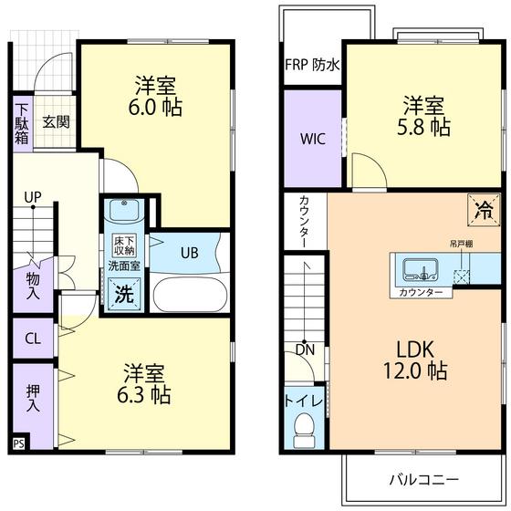 HILLS PRIME(3LDK/2階)の間取り写真