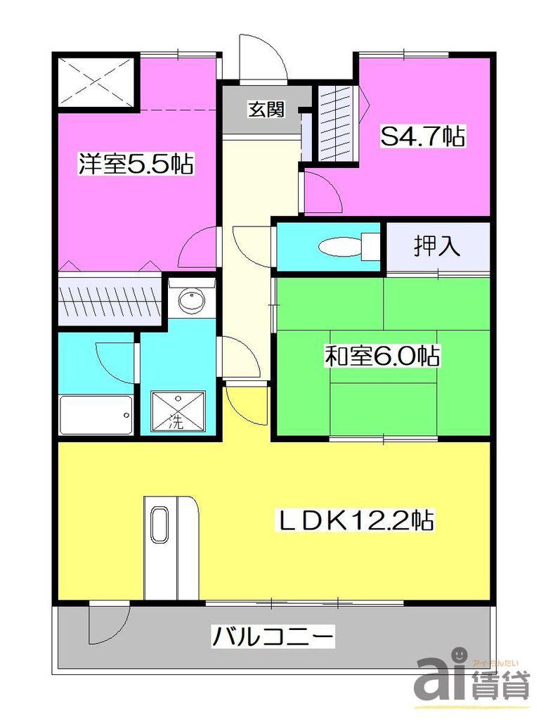 ウィスタリアオーク(2SLDK/4階)の間取り写真