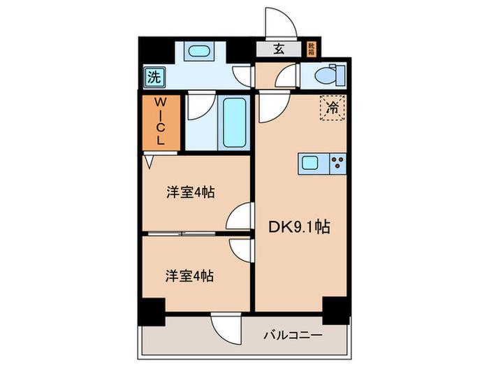ベルシード墨田(2DK/7階)の間取り写真