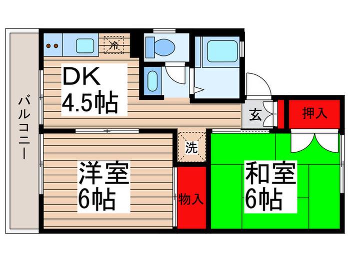 メゾンド-ル行徳A・B(2DK/1階)の間取り写真