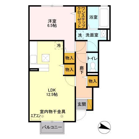 ラ・エスペランスV(1LDK/1階)の間取り写真