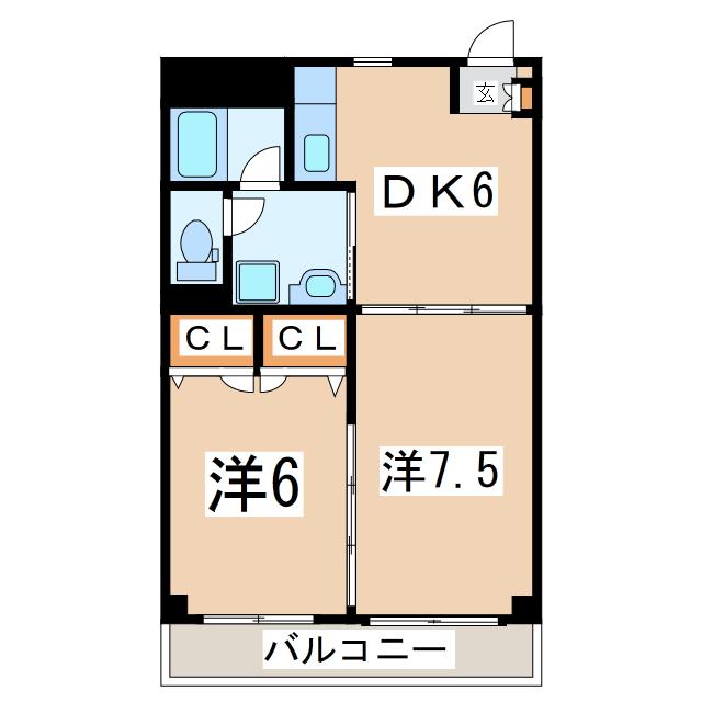 アヴェニール(2DK/3階)の間取り写真