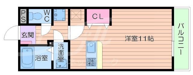 メゾンダイコー石橋(ワンルーム/2階)の間取り写真