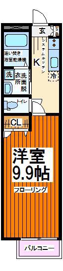 シオン成城II(1K/2階)の間取り写真