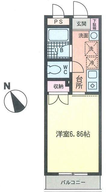 エアフォルク久里浜(1K/3階)の間取り写真