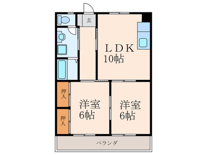 U-BASIC PORT.T B棟(2LDK/2階)の間取り写真