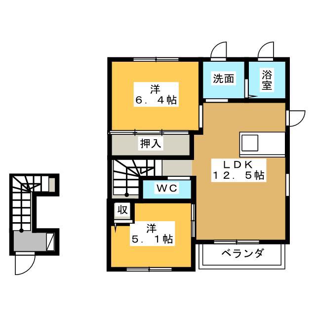 メゾン・エコパ B(2LDK/2階)の間取り写真