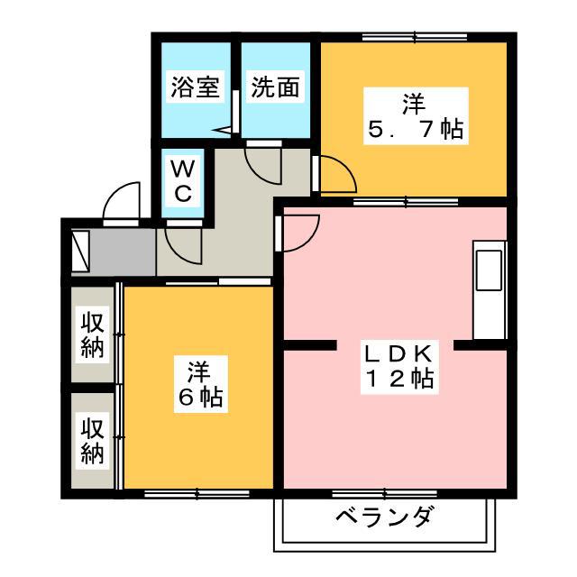 コスモ松下(2LDK/2階)の間取り写真