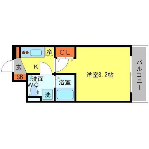 SERENITE本町エコート(1K/3階)の間取り写真