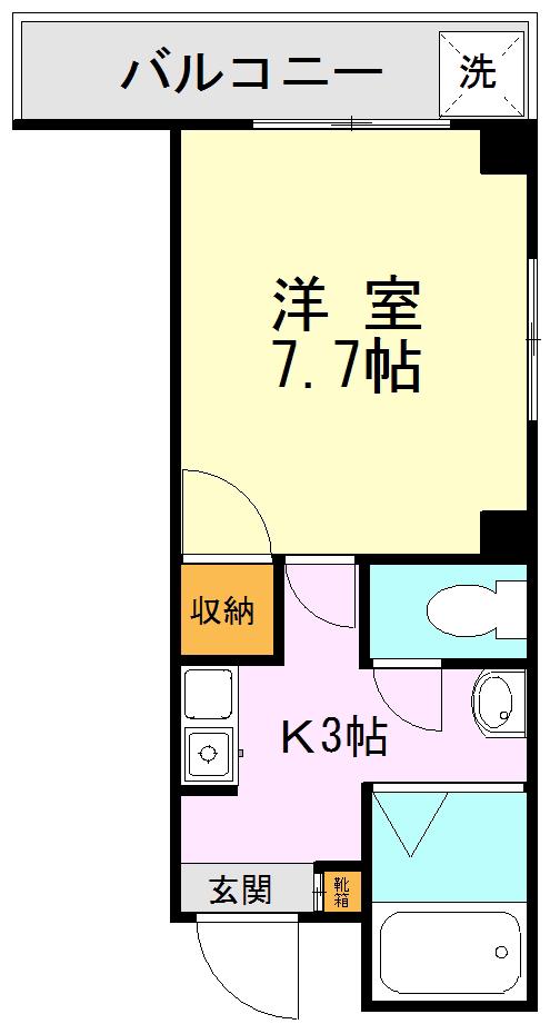 B-FLAT新屋敷(1K/4階)の間取り写真