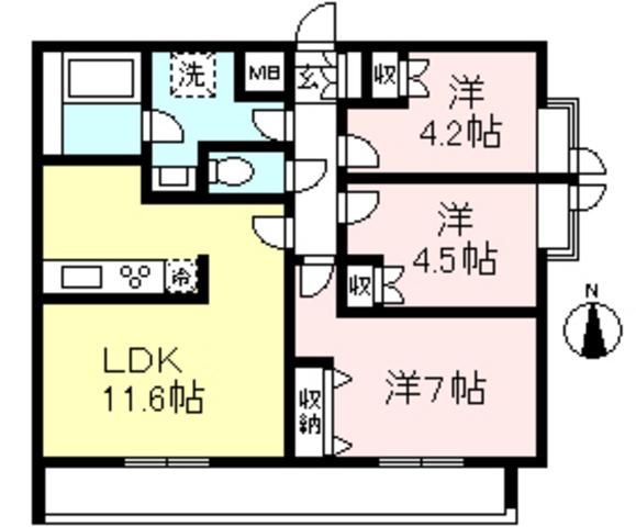 悠々スクアール相模大野(3LDK/7階)の間取り写真