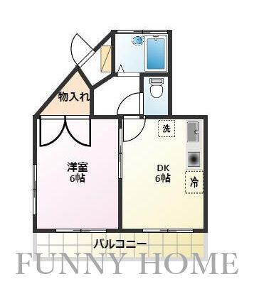ホーエーフラット(1DK/2階)の間取り写真