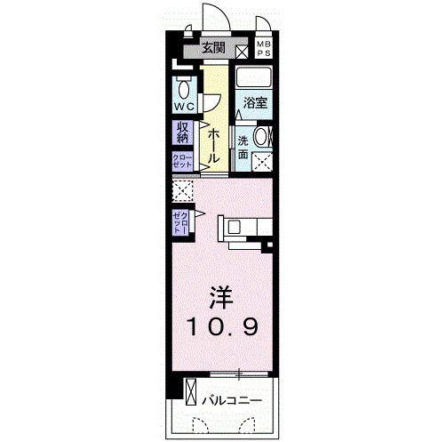 GRACEFUL平成(ワンルーム/4階)の間取り写真