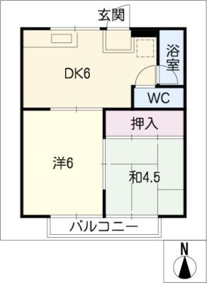 HIコーポ本郷(2DK/2階)の間取り写真