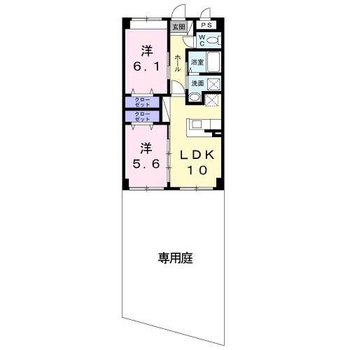 クレアビータ(2LDK/1階)の間取り写真