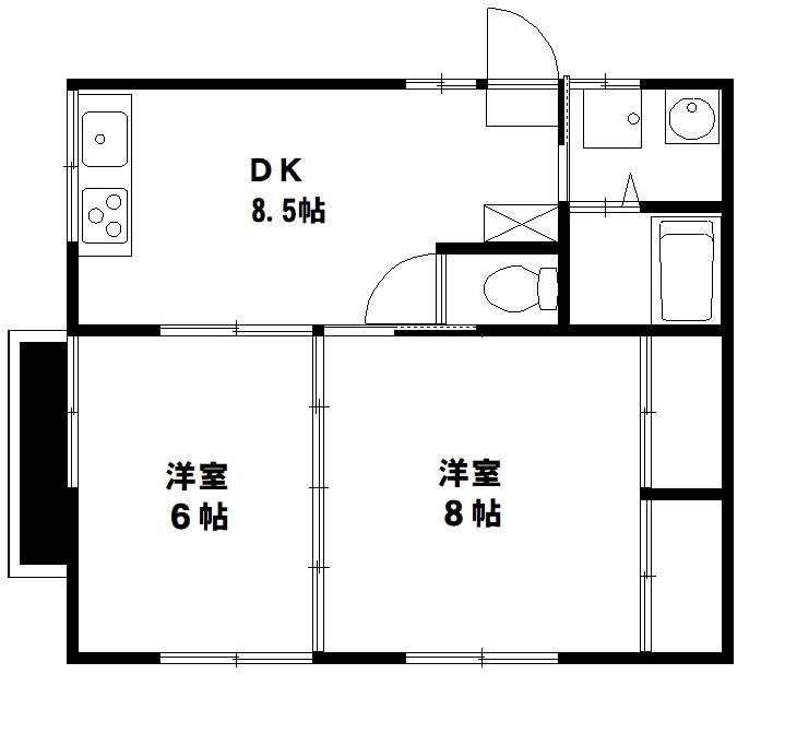 高木ハイツ(2DK/2階)の間取り写真