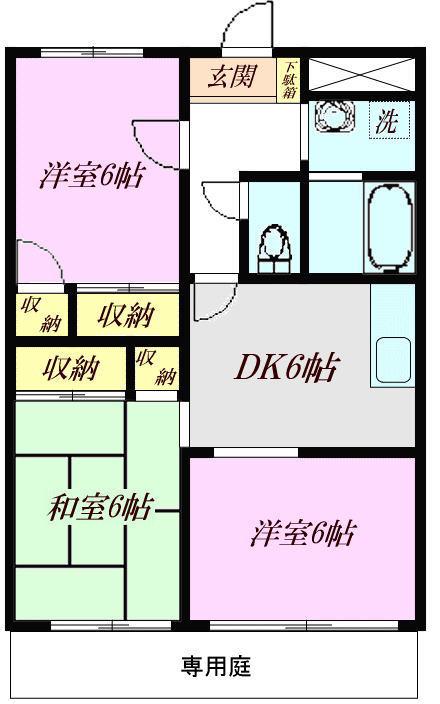 ヌーベルシャトー朝霞(3DK/3階)の間取り写真