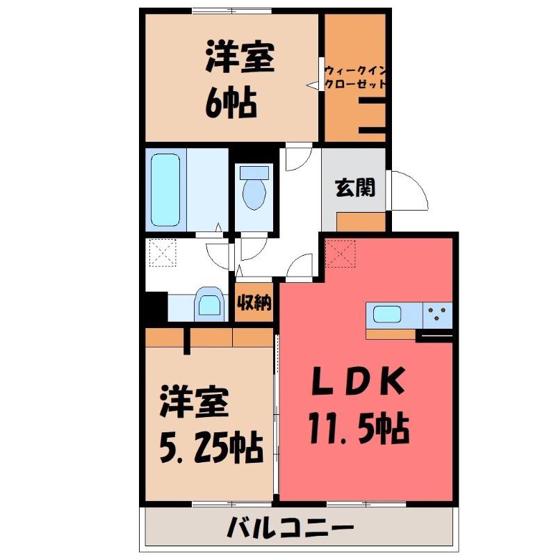 スカイハートシー(2LDK/3階)の間取り写真