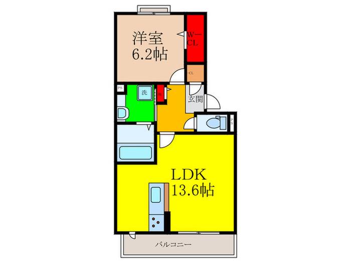 RELIER千里丘(1LDK/3階)の間取り写真